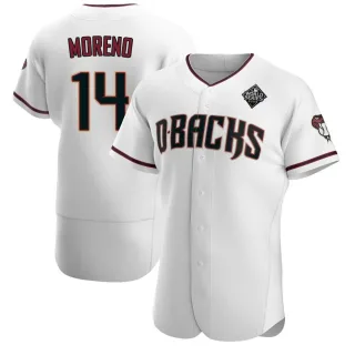 Men's Authentic White Gabriel Moreno Arizona Diamondbacks Crimson Home 2023 World Series Jersey