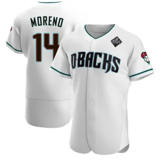 Men's Authentic White Gabriel Moreno Arizona Diamondbacks Teal Alternate 2023 World Series Jersey