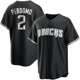 Men's Replica Black/White Geraldo Perdomo Arizona Diamondbacks Jersey